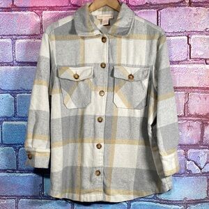 Emma’s Expressions Women’s Small Plaid Shacket Button Front Jacket